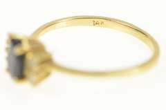 14K Yellow Gold Natural Oval Sapphire Diamond Engagement Ring