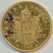 Lustrous BU 1866-BB France Napoleon III 20 Francs Gold