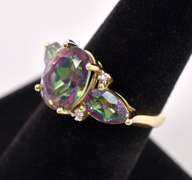 Marvelous Mystic Topaz and Diamond Ring in 14K Yellow Gold