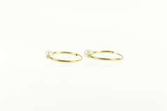 10K Yellow Gold Pearl Beaded 14.0mm Round Huggies Hoop Earrings