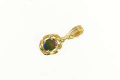14K Yellow Gold Oval Ammolite Doublet Vintage Statement Pendant
