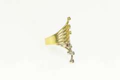 18K Yellow Gold Diamond Emerald Ruby Sapphire Fanned Bypass Ring