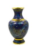 Vintage Small Cloisonné Vase in Tones of Blue With Floral and Dragon Pattern