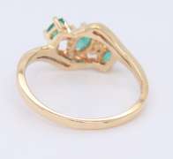 Fabulous Yellow Gold Marquoise Emerald and Diamond Ring