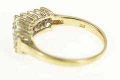 10K Yellow Gold Squared Tiered Diamond Row Band Vintage Ring
