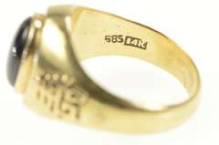 14K Yellow Gold 5.00 Ct Black Star Sapphire Chinese Happiness Ring