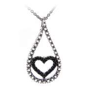 Black Diamond Accent Teardrop Necklace in Sterling Silver