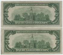Pair of nice collectible 1934 Series $100 Federal Reserve Note