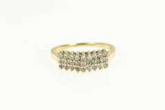 10K Yellow Gold Squared Tiered Diamond Row Band Vintage Ring