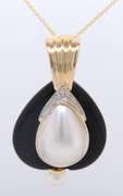 Favorite Pearl Mabe and Black Onyx Pendant Enhancer on Chain