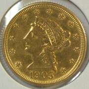 Handsome fully struck 1905 US $2.50 Liberty Gold Piece.