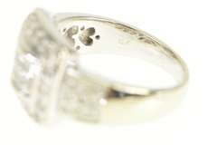 18K White Gold 0.89 Ctw Princess Diamond Squared Halo Ring