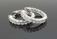 Rare Carré cut Diamond Hoop Earrings made in 18k White Gold