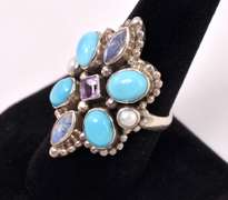 Multi-gem Sterling Silver Ring