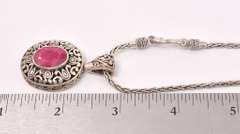 Sterling Necklace With Ruby Pendant