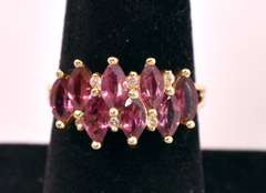 Precious Pink Tourmaline and Diamond Ring in 14k Yellow Gold