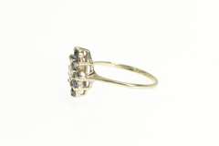 14K White Gold Squared Sapphire Diamond Halo Cluster Ring