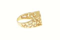 14K Yellow Gold 0.40 Ctw Diamond Squared Men's Retro Nugget Ring