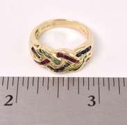 Exciting Emerald, Sapphire, and Ruby Ring in 14K Yellow Gold