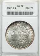 Exceptional BU 1887O Morgan Silver Dollar Old ANACS Holder MS 62!