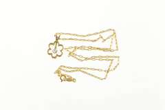 14K Yellow Gold Diamond Flower Paperclip Link Daisy Chain Necklace