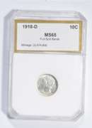 MS65 1918-D Mercury Silver Dime - Full Split Bands - Graded PCI