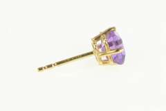 14K Yellow Gold Square Princess Amethyst Solitaire Single Stud Earring