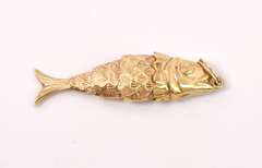Wonderful Articulating Fish Pendant in 14K Yellow Gold