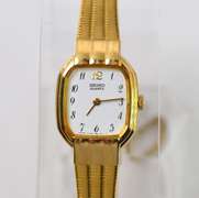 Vintage Ladies White Dial Gold-Tone Seiko, Pre-Owned.