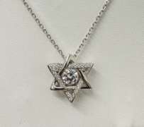 Jewish star of david Solid Sterling Silver dancing Stone pendant