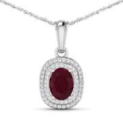Pretty 14 Kt White Gold Ruby Diamond Pendant