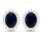14 Kt Solid Gold Kashmir Midnight Blue Sapphire Earrings