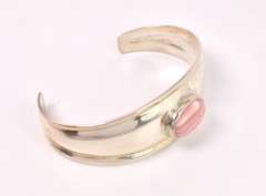 Red And White Gem Set In Sterling Bracelet