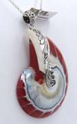 Vintage Sterling Silver and Seashell Core Pendant on Chain