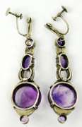Finest Antique 930 Sterling Amethyst Cabochon Earrings