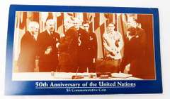 50th Anniversary of United Nations $5 Peace Coin, Uncirculated