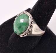 Green Gem In Sterling Ring