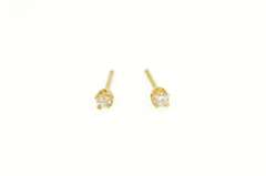 14K Yellow Gold Classic Diamond Round Solitaire Stud Earrings