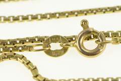 14K Yellow Gold 1.2mm Rounded Box Vintage Square Chain Necklace