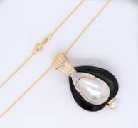 Favorite Pearl Mabe and Black Onyx Pendant Enhancer on Chain