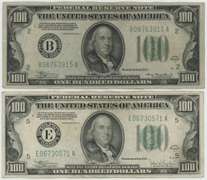 Pair of nice collectible 1934 Series $100 Federal Reserve Note