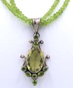 Peridot Double Strand Necklace with Pendant