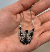14kt Solid Gold, Blue Sapphire, & Diamond Butterfly Necklace