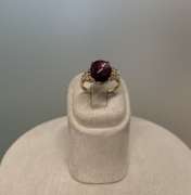 Ring with Cat Eye Gemstone and Diamonds