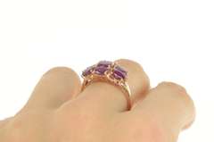 14K Rose Gold 4.06 Ctw Oval Ruby Diamond Cluster Statement Ring