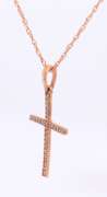 Sparkling Rose Gold Diamond Cross Pendant on Chain