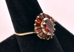 Gorgeous Garnet Cluster Ring in Yellow Gold