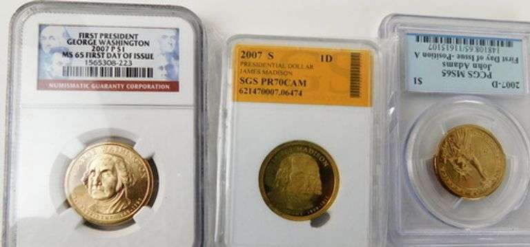 3 Graded 2007 Presidential Dollar Coins
