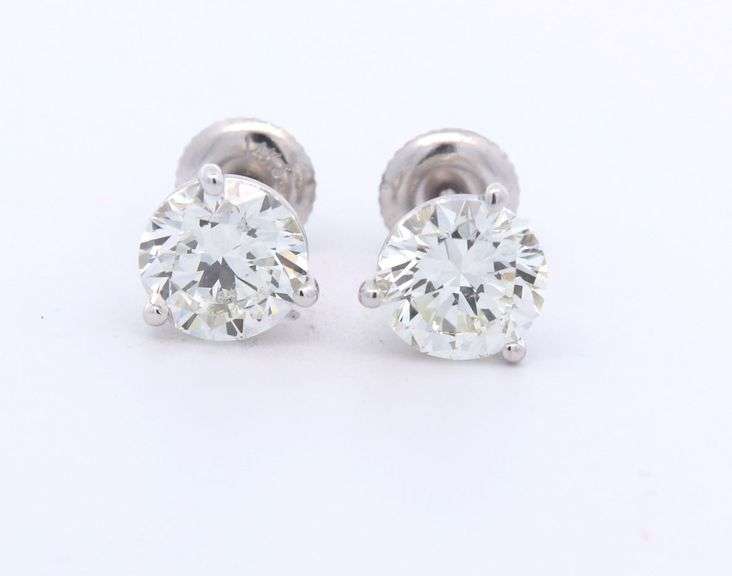 Significant GIA Certified White Gold 3ctw Diamond Stud Earrings