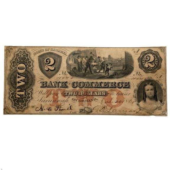 $2 State of Georgia Savannah Bank of Commerce  July 20 1861 Note